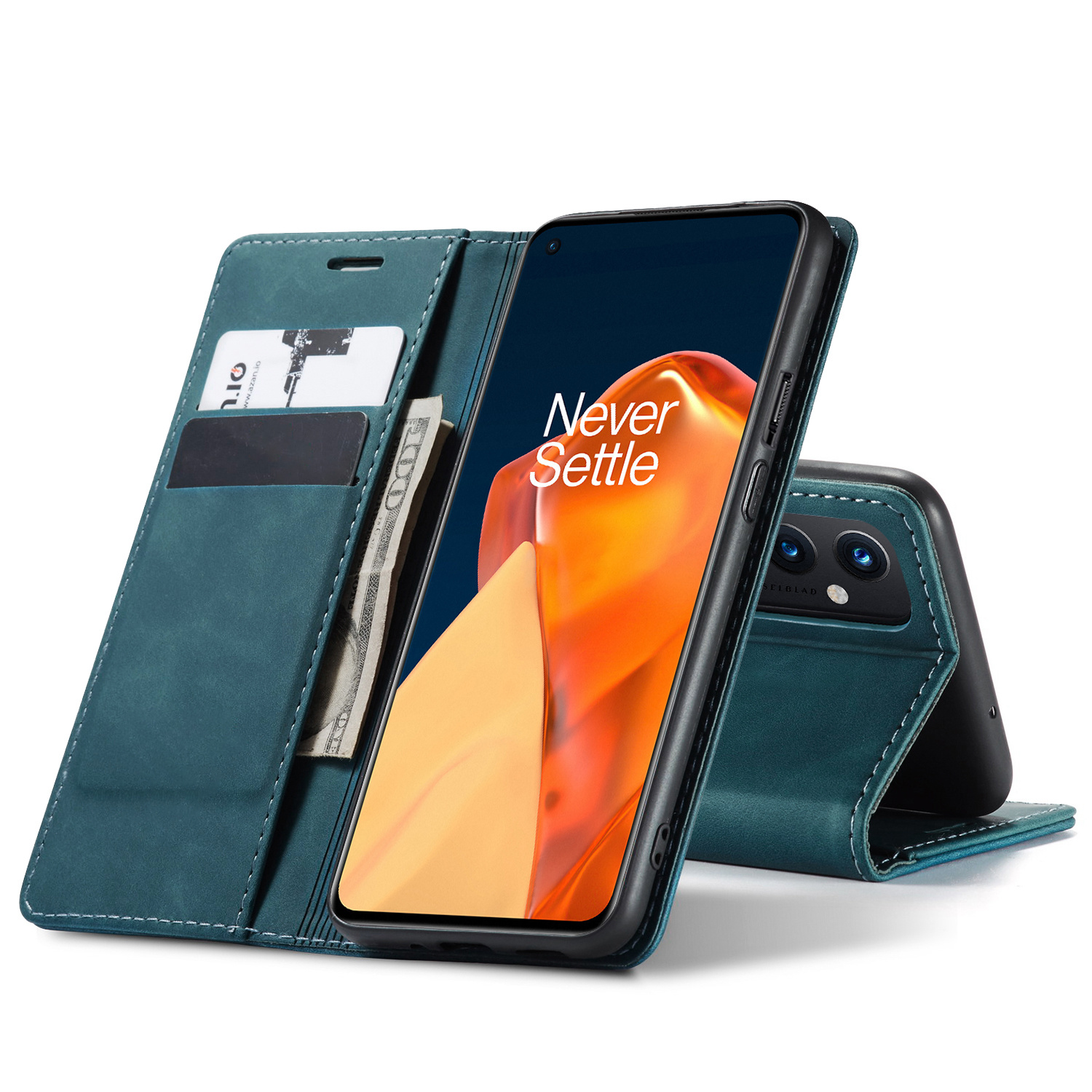 ProGuard OnePlus 9 Wallet Hoesje Vintage Leder Blauw - Afbeelding 9