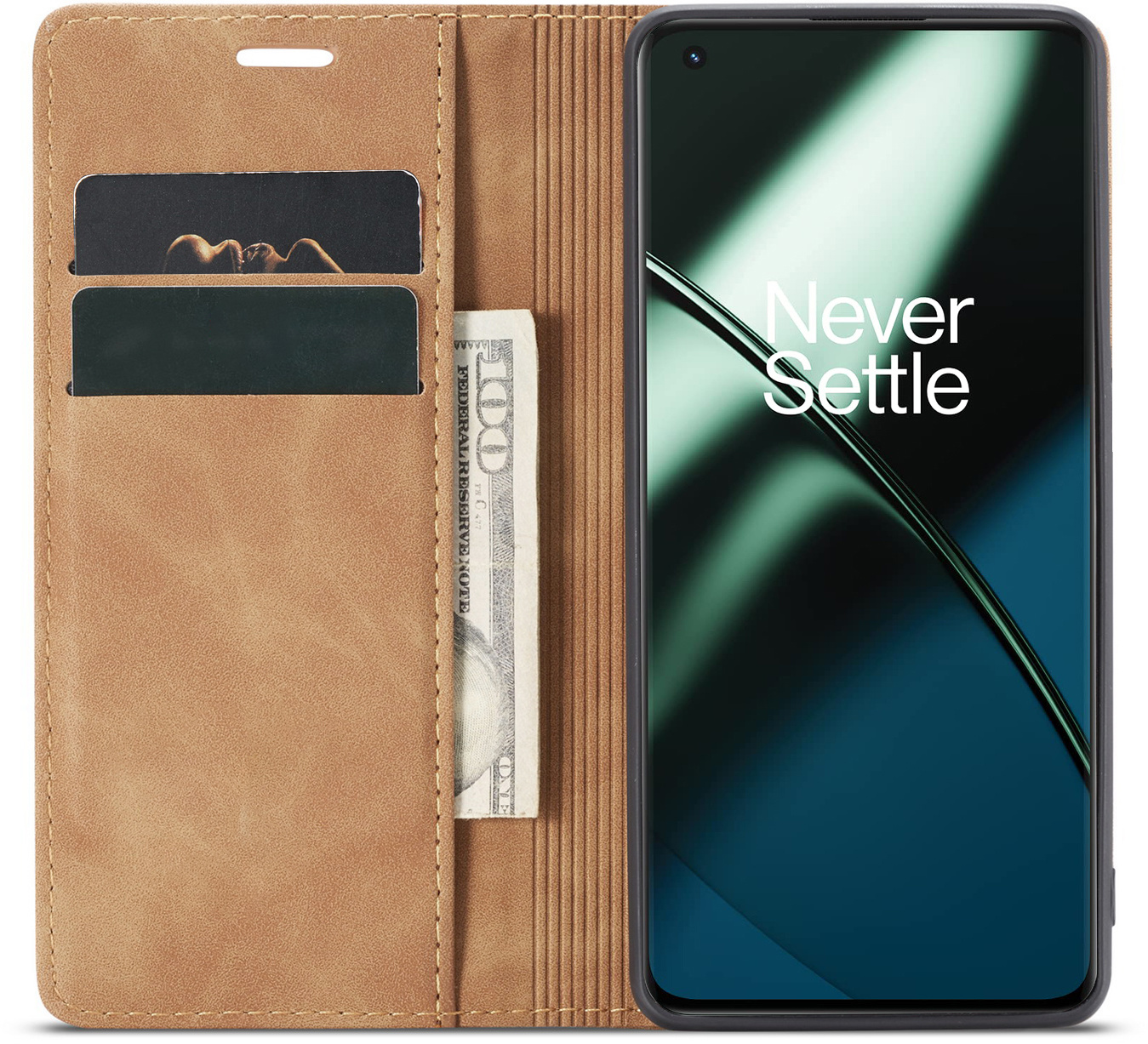 ProGuard OnePlus 11 Wallet Hoesje Vintage Leder Bruin