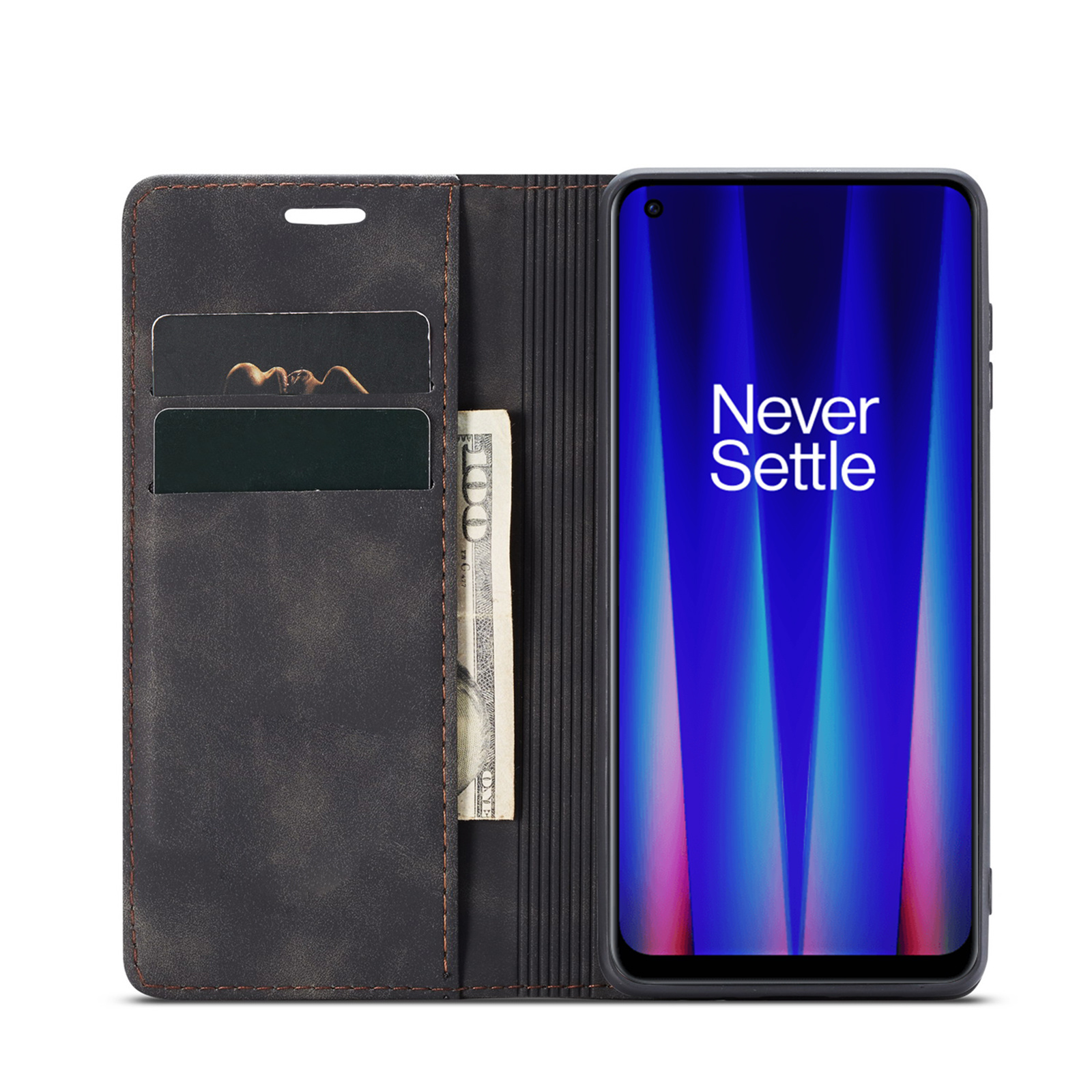 ProGuard OnePlus Nord CE 2 Wallet Hoesje Vintage Leder Zwart - Afbeelding 7