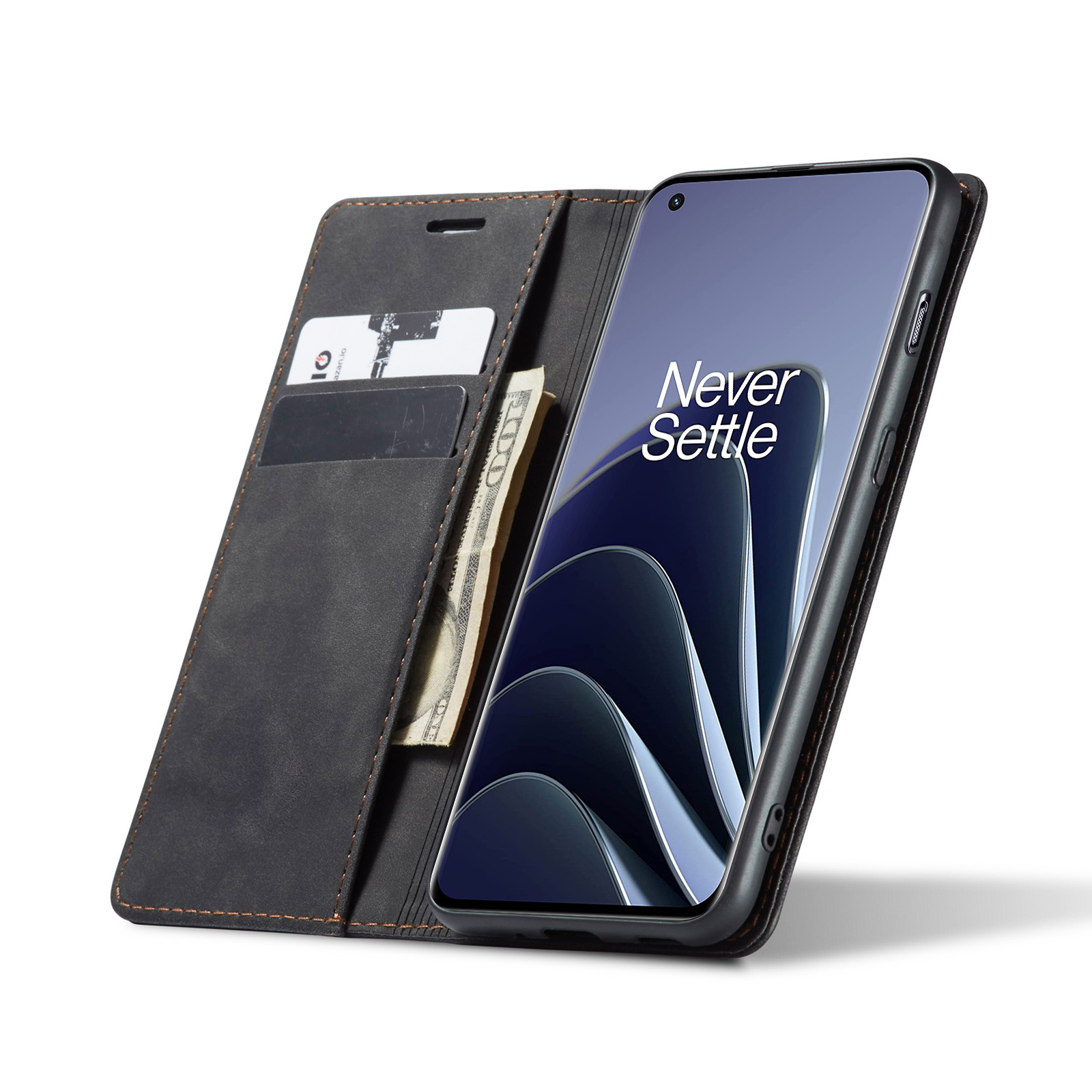 ProGuard OnePlus 10 Pro Wallet Hoesje Vintage Leder Zwart - Afbeelding 4