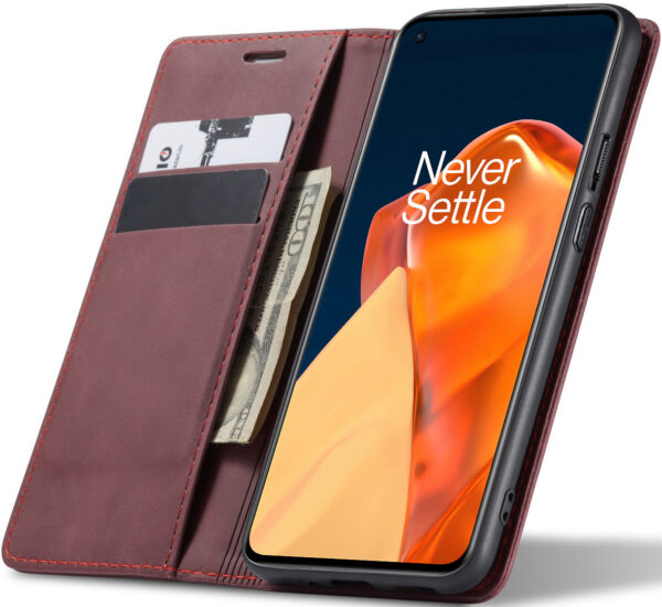 ProGuard OnePlus 9 Wallet Hoesje Vintage Leder Rood