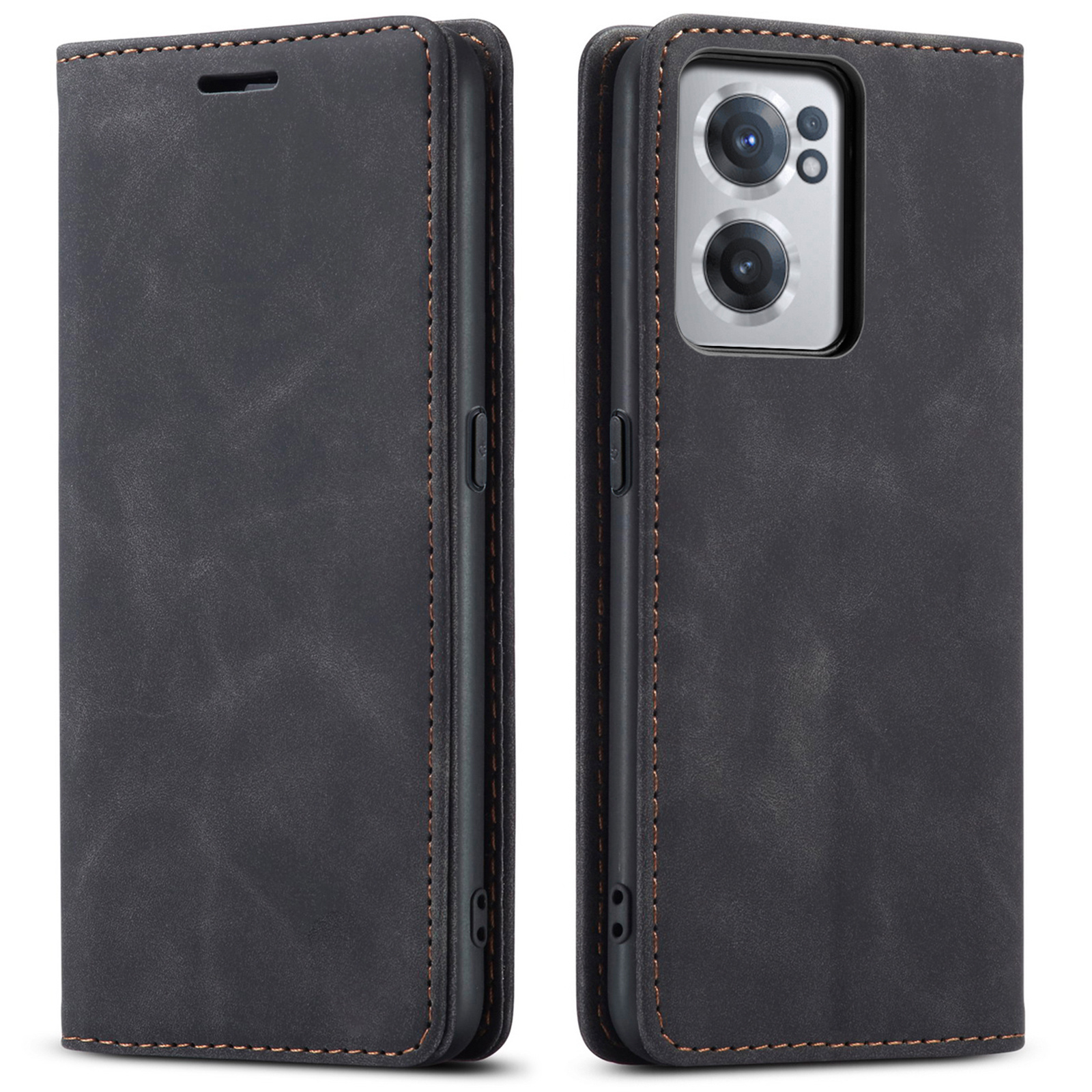 ProGuard OnePlus Nord CE 2 Wallet Hoesje Vintage Leder Zwart