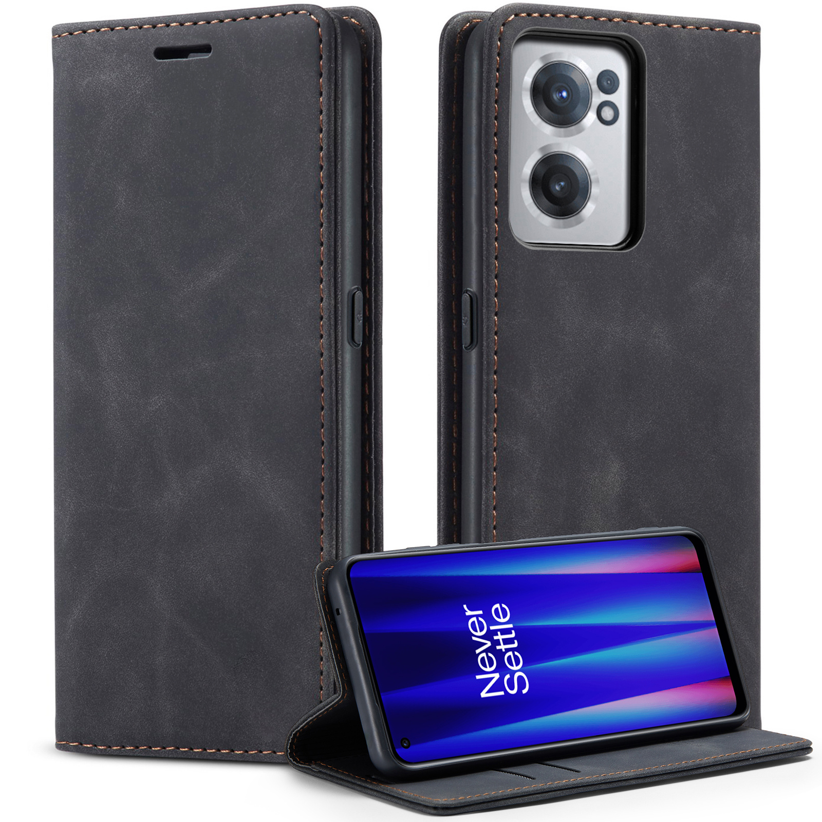 ProGuard OnePlus Nord CE 2 Wallet Hoesje Vintage Leder Zwart - Afbeelding 5