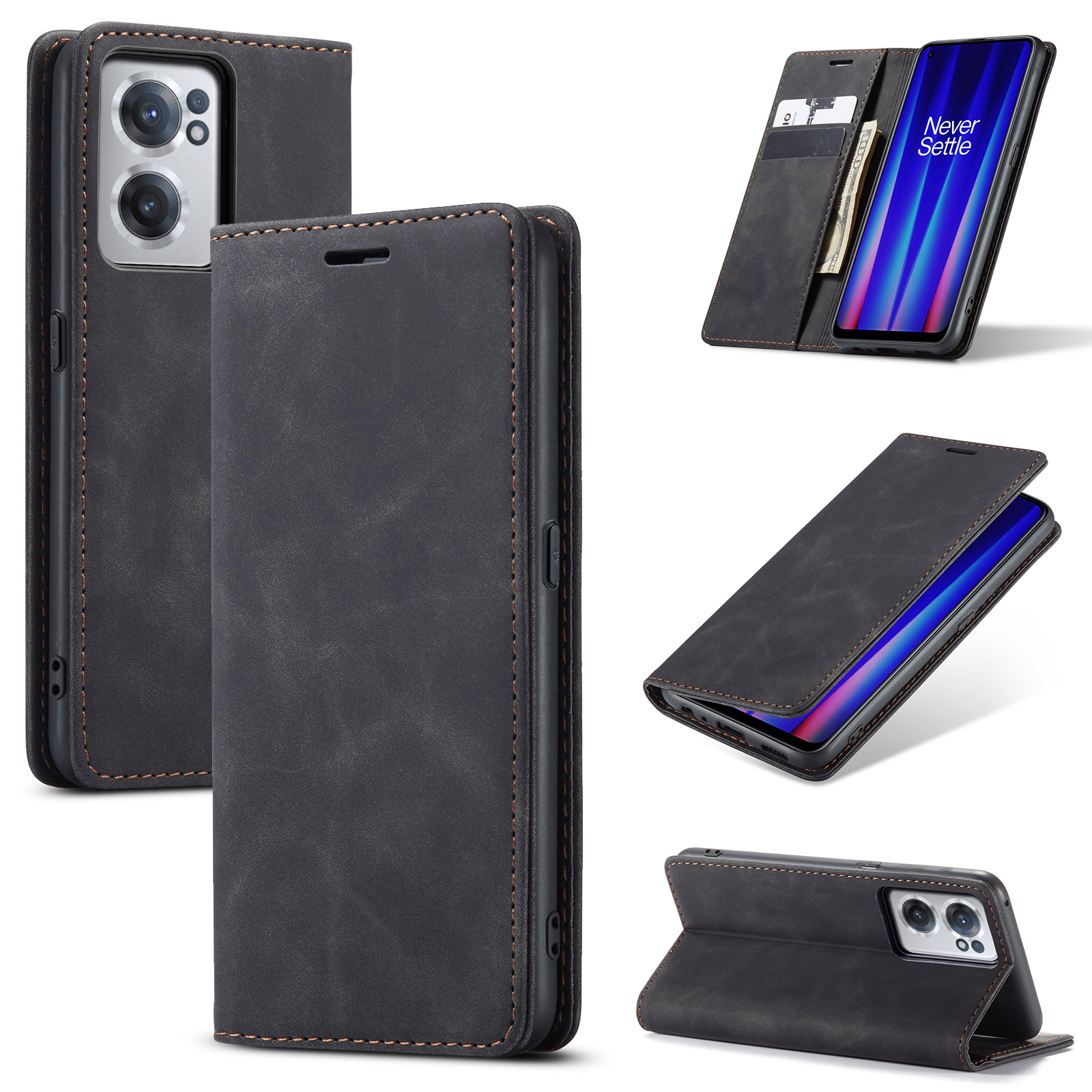 ProGuard OnePlus Nord CE 2 Wallet Hoesje Vintage Leder Zwart - Afbeelding 6