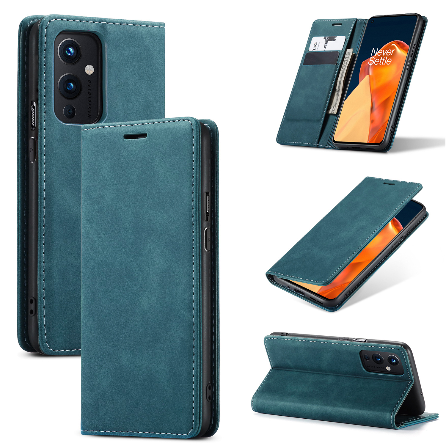 ProGuard OnePlus 9 Wallet Hoesje Vintage Leder Blauw - Afbeelding 8