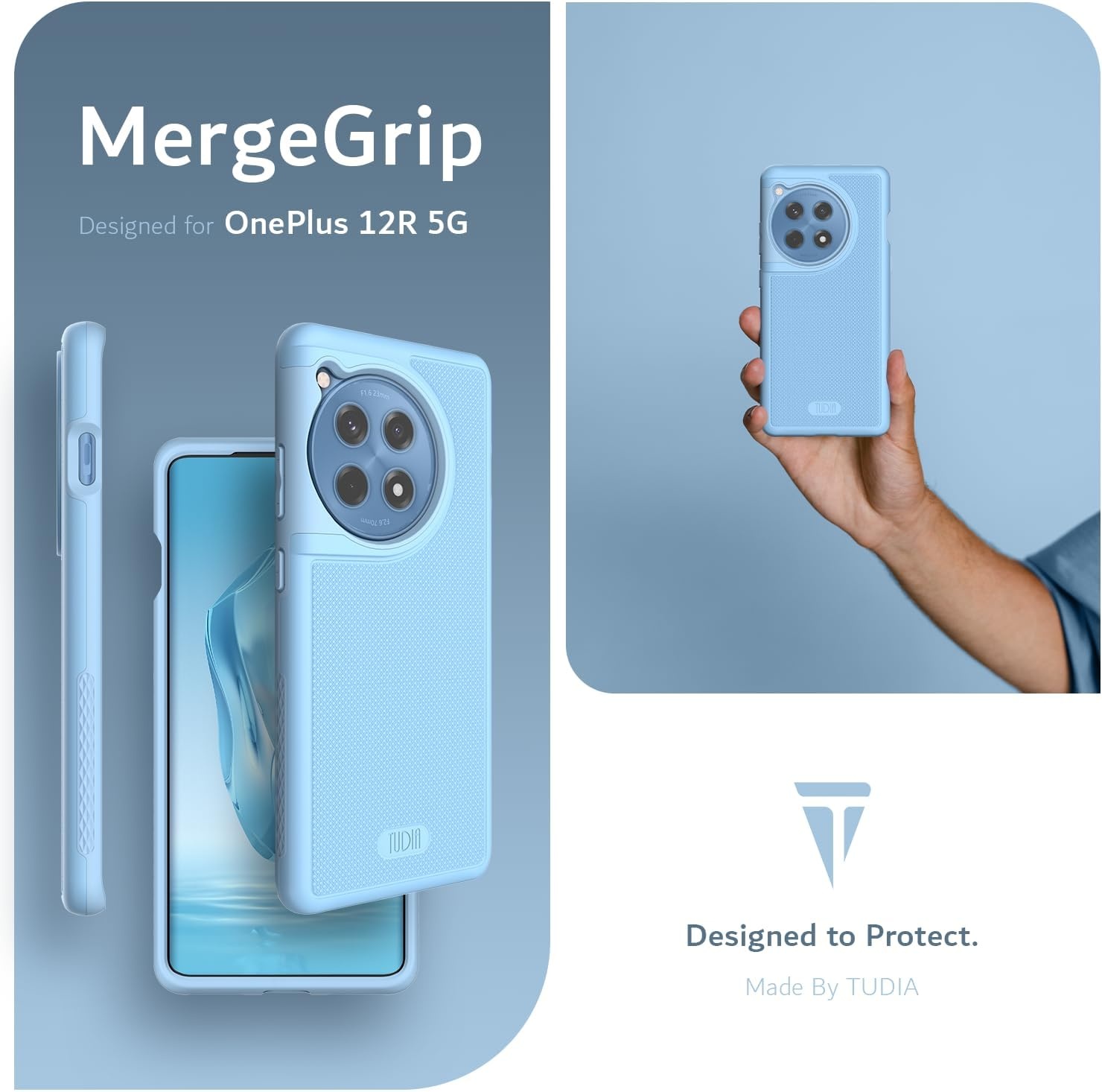 Tudia OnePlus 12R Hoesje MergeGrip Baai Blauw - Afbeelding 4