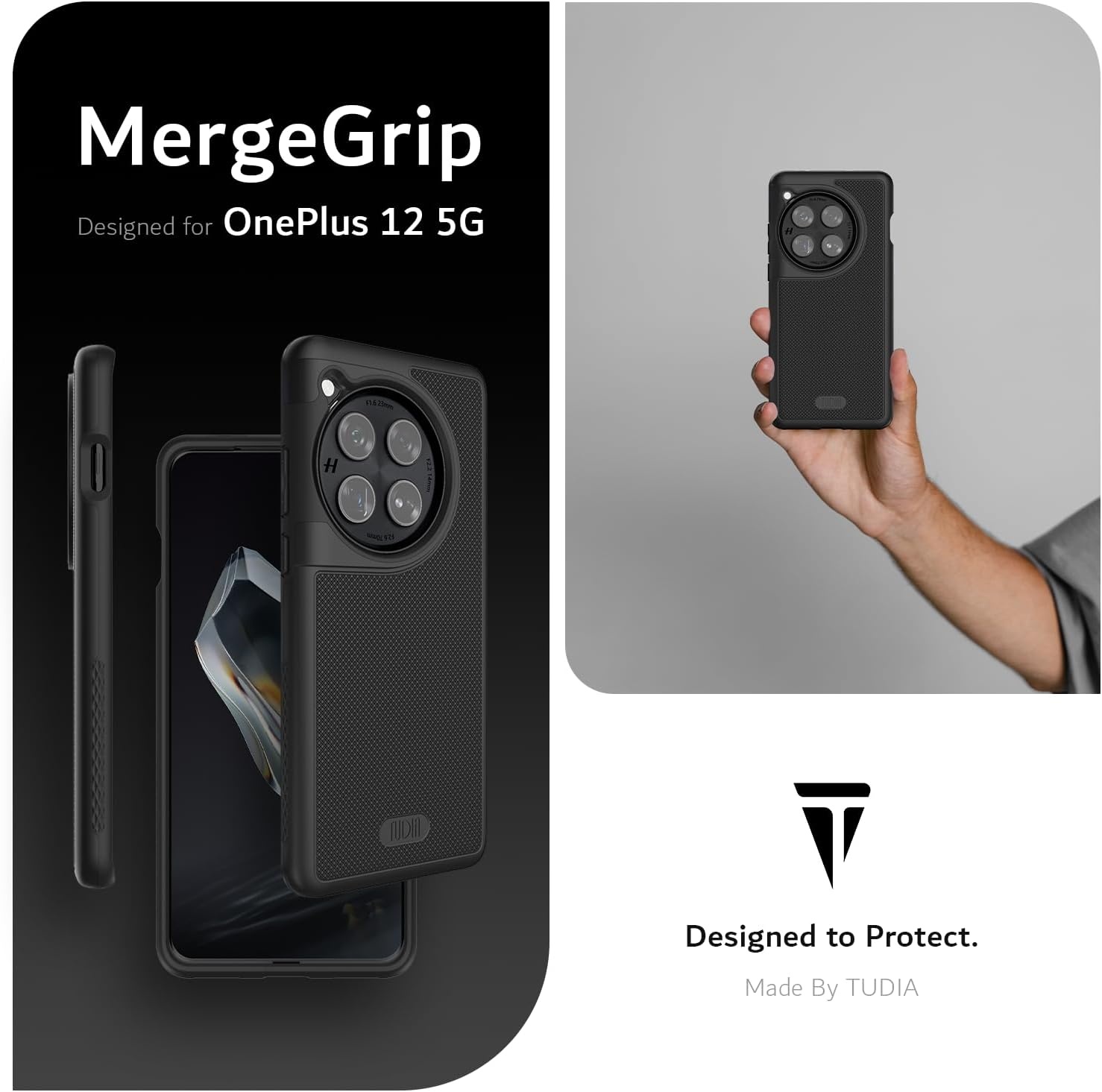 Tudia OnePlus 12 Hoesje MergeGrip Zwart - Afbeelding 3