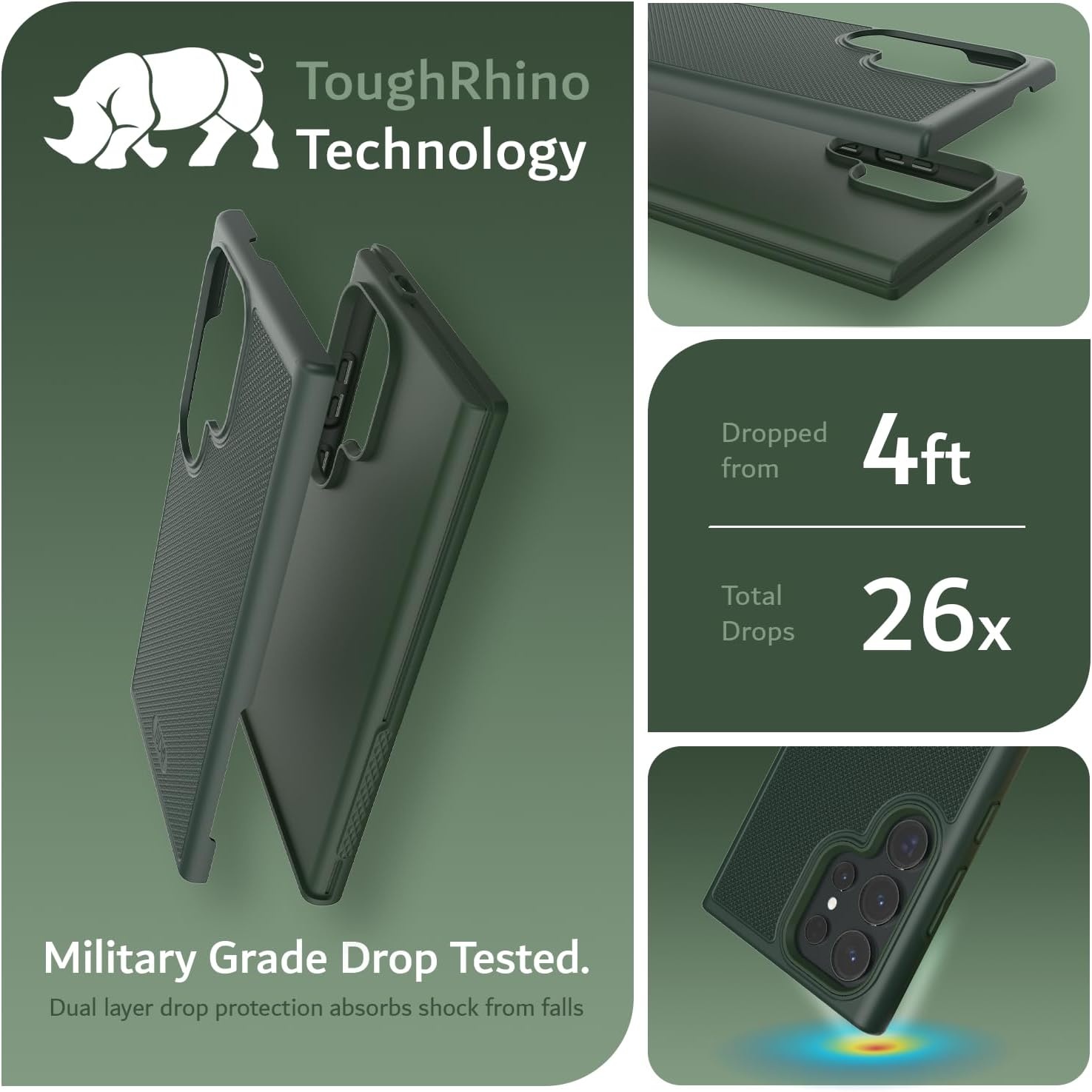 Tudia Tudia Galaxy S24 Ultra Hoesje MergeGrip Donker Groen - Afbeelding 4