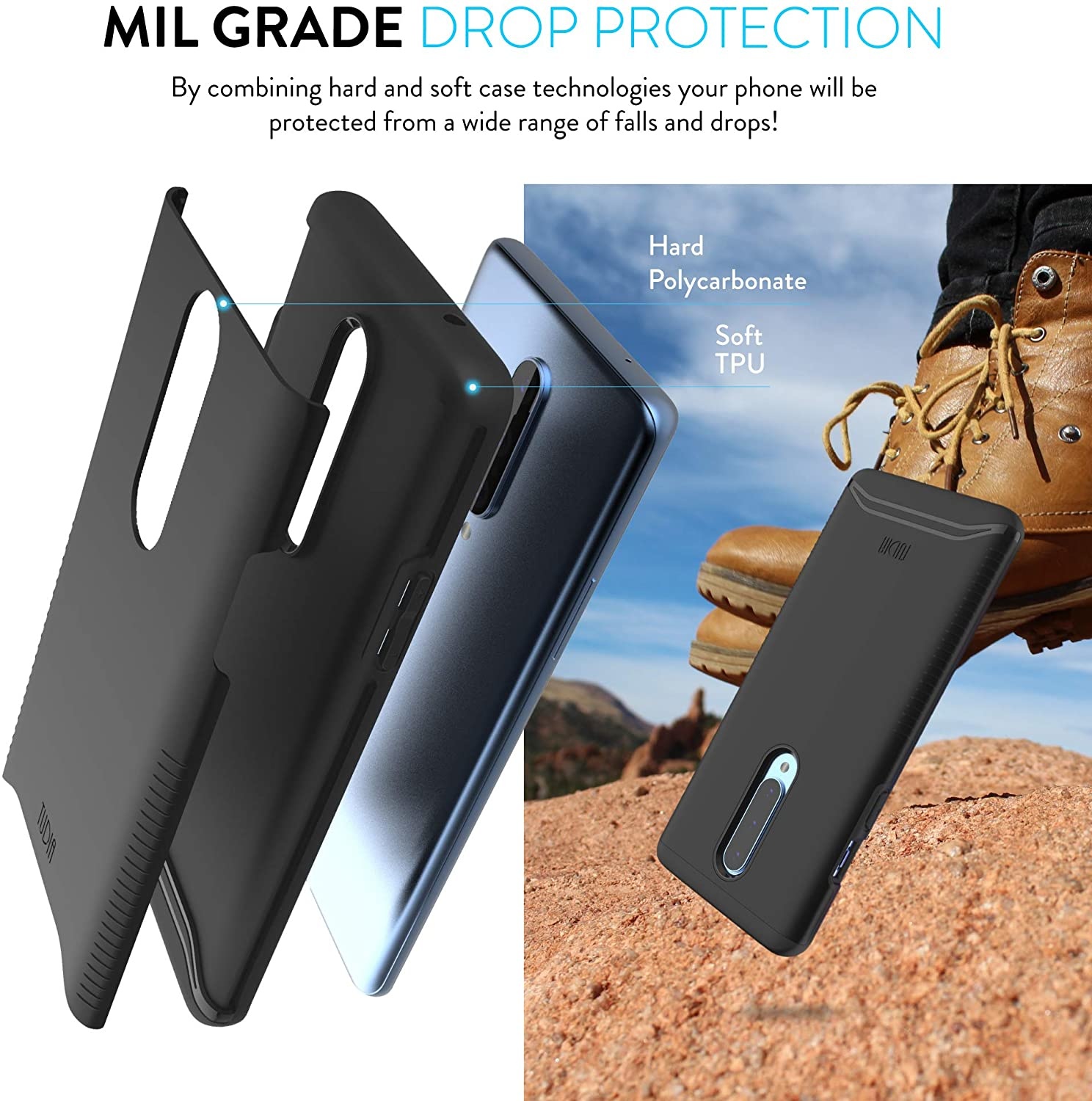 Tudia OnePlus 8 Hoesje Merge Zwart - Afbeelding 3