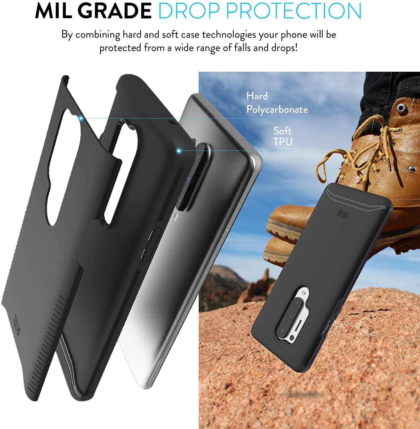 Tudia OnePlus 8 Pro Hoesje Merge Zwart - Afbeelding 4