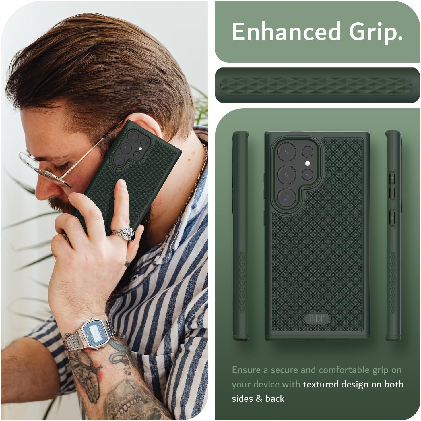 Tudia Tudia Galaxy S24 Ultra Hoesje MergeGrip Donker Groen - Afbeelding 6