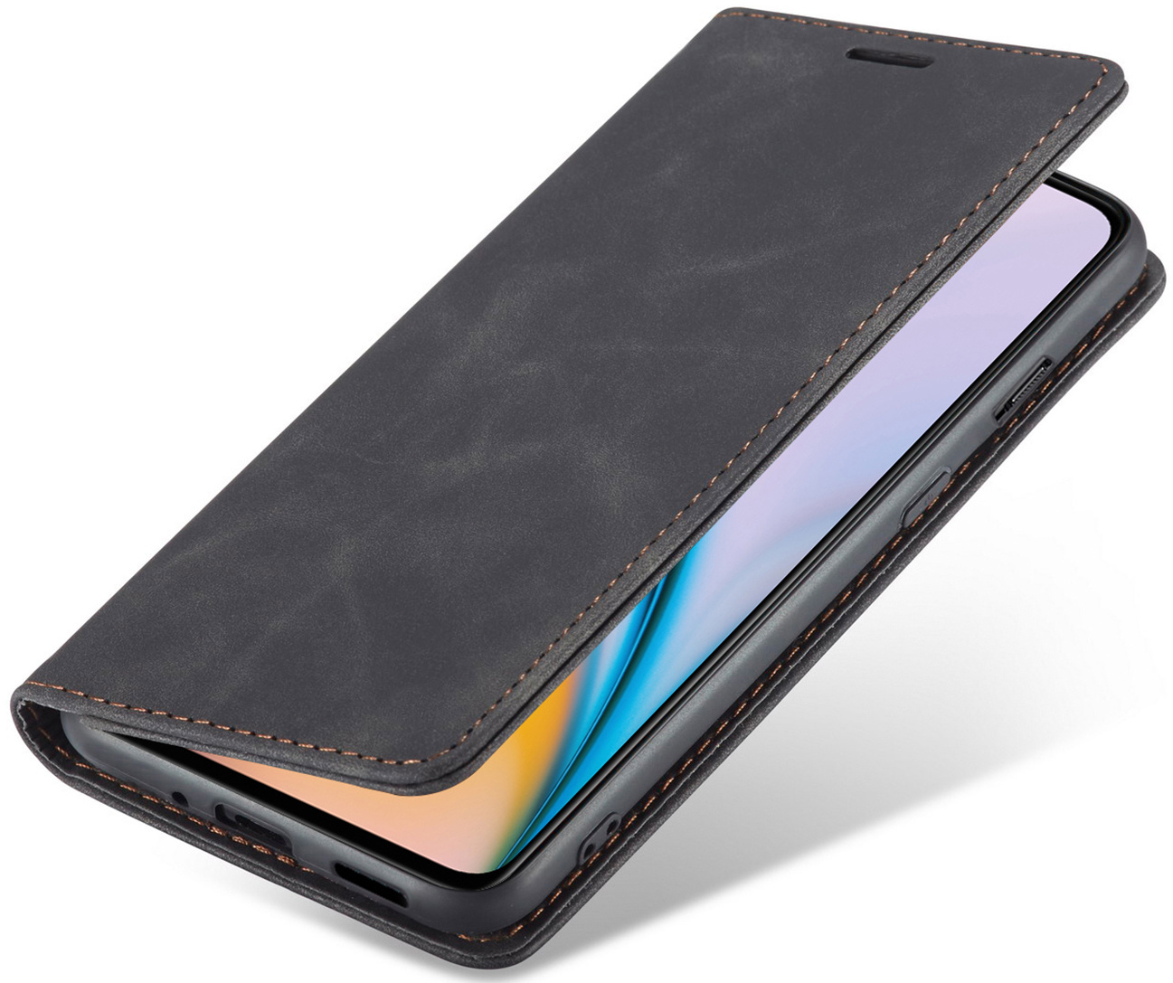 ProGuard OnePlus Nord 2 Wallet Hoesje Vintage Leder Zwart - Afbeelding 2