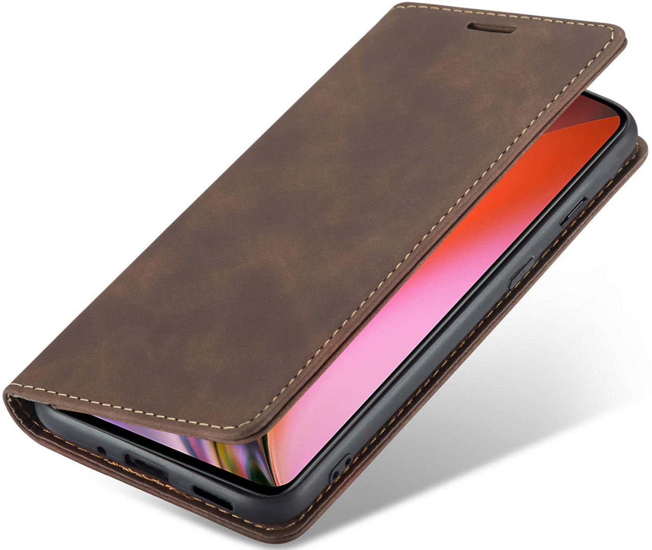 ProGuard OnePlus Nord 2 Wallet Hoesje Vintage Leder Bruin - Afbeelding 3