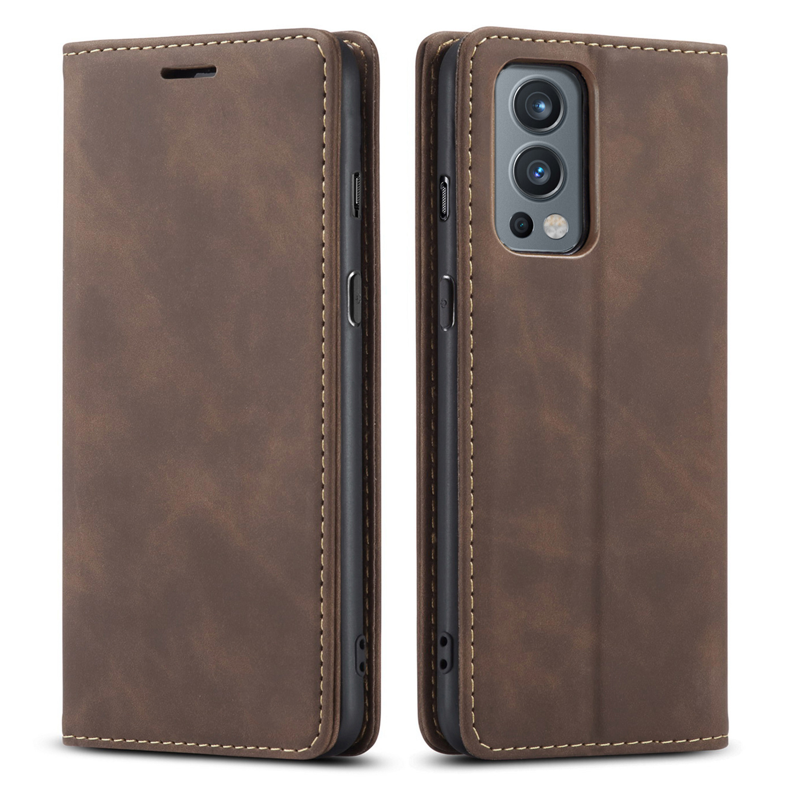 ProGuard OnePlus Nord 2 Wallet Hoesje Vintage Leder Bruin - Afbeelding 2