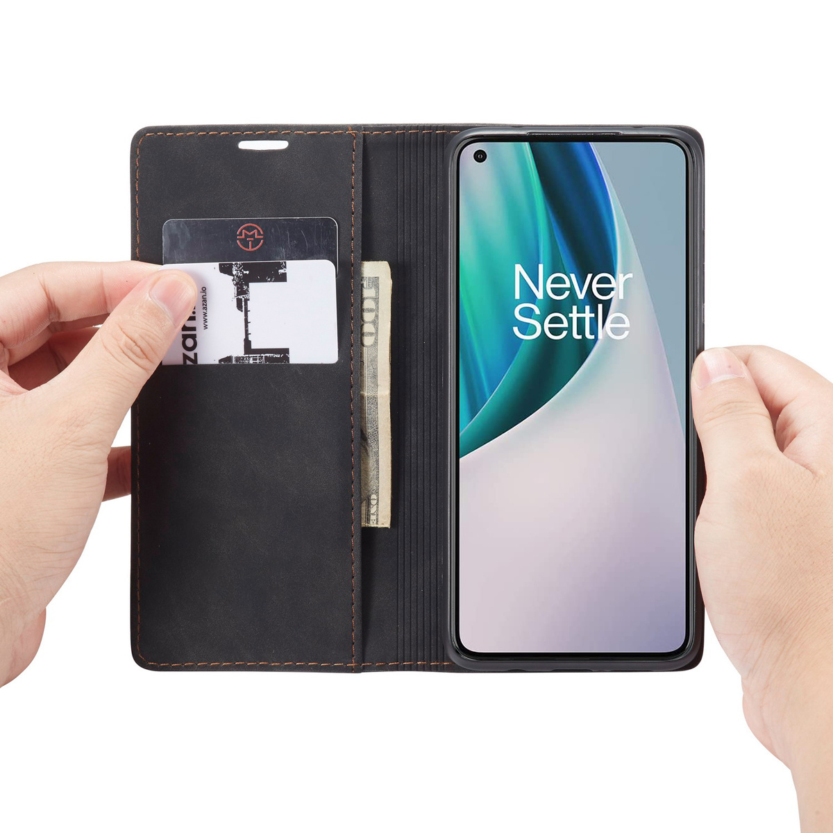 ProGuard OnePlus Nord N10 5G Wallet Hoesje Vintage Leder Zwart - Afbeelding 3