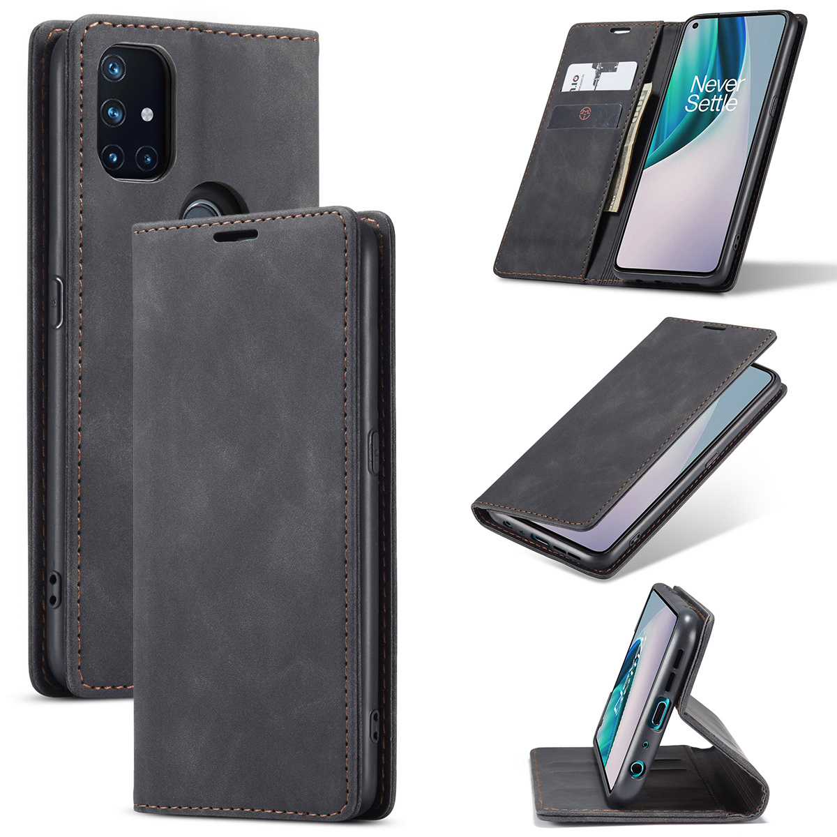 ProGuard OnePlus Nord N10 5G Wallet Hoesje Vintage Leder Zwart - Afbeelding 5