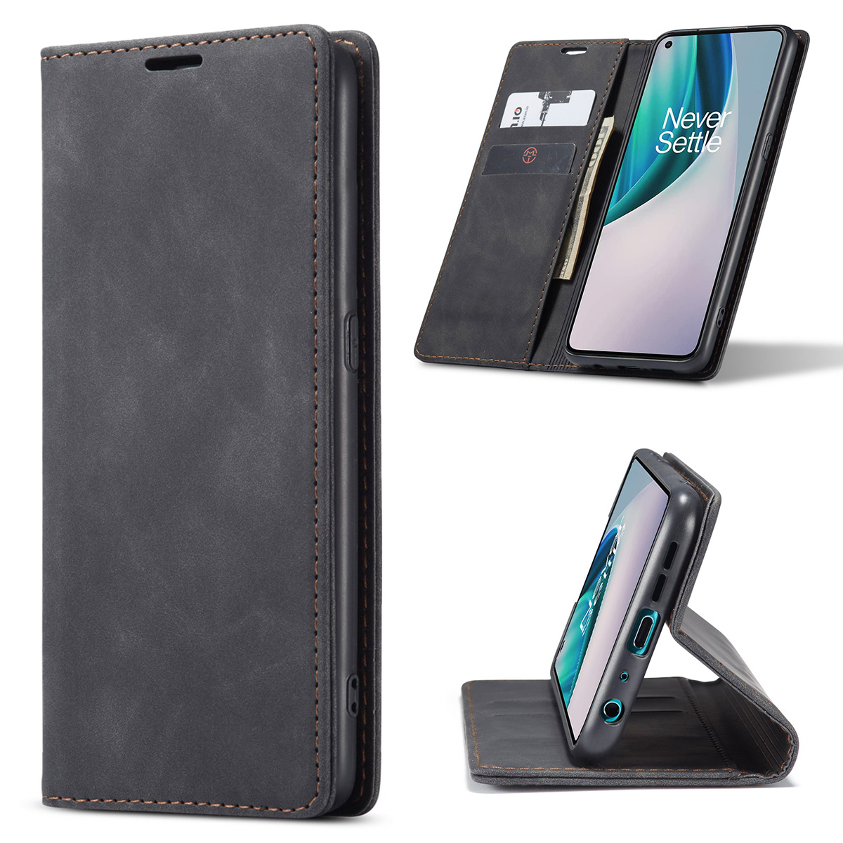 ProGuard OnePlus Nord N10 5G Wallet Hoesje Vintage Leder Zwart - Afbeelding 6