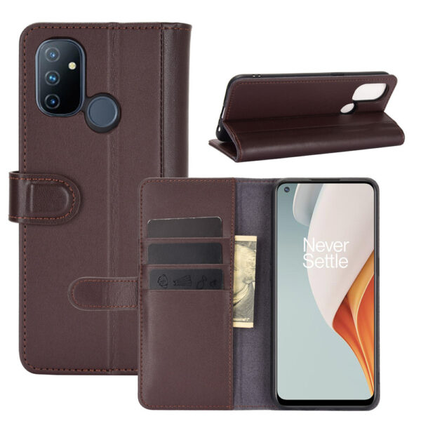 ProGuard OnePlus Nord N100 Wallet Hoesje Echt Leder Bruin