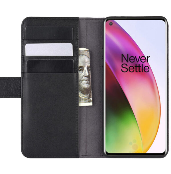 ProGuard OnePlus 8 Wallet Hoesje Echt Leder Zwart