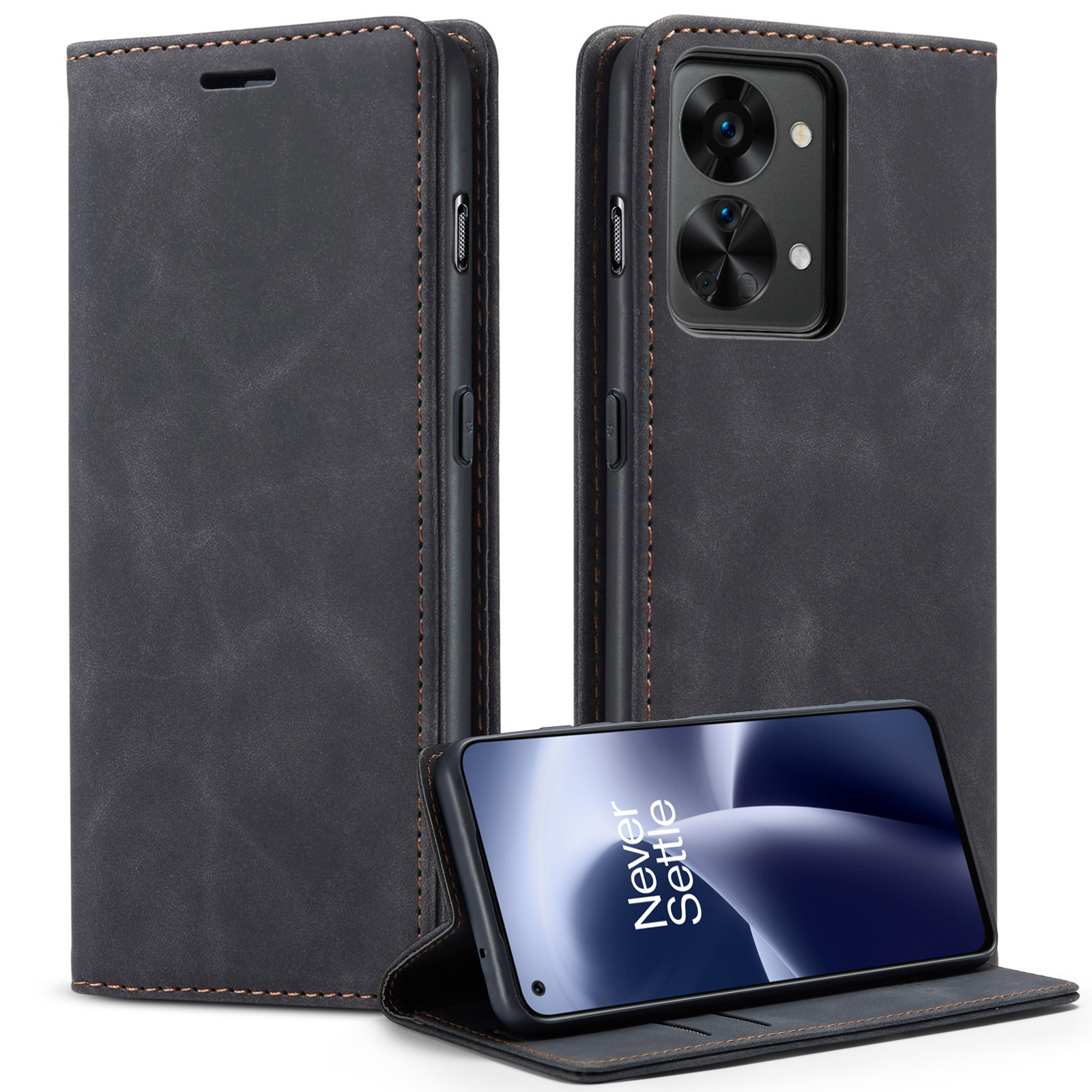 ProGuard OnePlus Nord 2T Wallet Hoesje Vintage Leder Zwart - Afbeelding 5