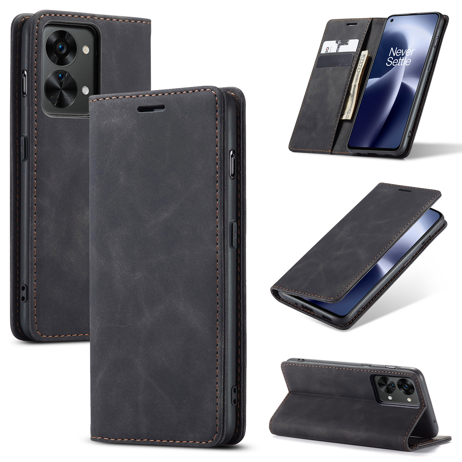 ProGuard OnePlus Nord 2T Wallet Hoesje Vintage Leder Zwart - Afbeelding 6