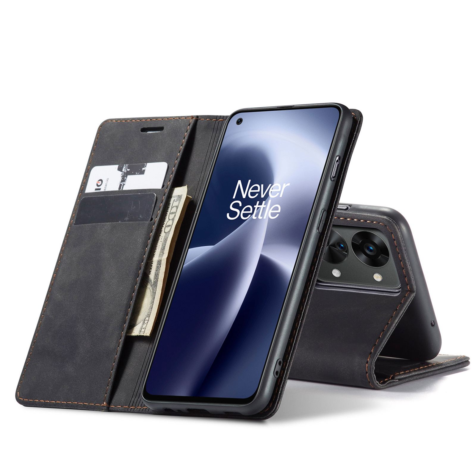 ProGuard OnePlus Nord 2T Wallet Hoesje Vintage Leder Zwart - Afbeelding 7