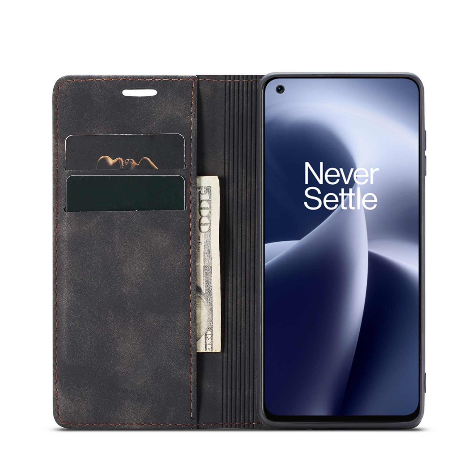 ProGuard OnePlus Nord 2T Wallet Hoesje Vintage Leder Zwart - Afbeelding 8