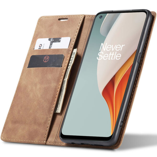 ProGuard OnePlus Nord N100 Wallet Hoesje Vintage Leder Beige