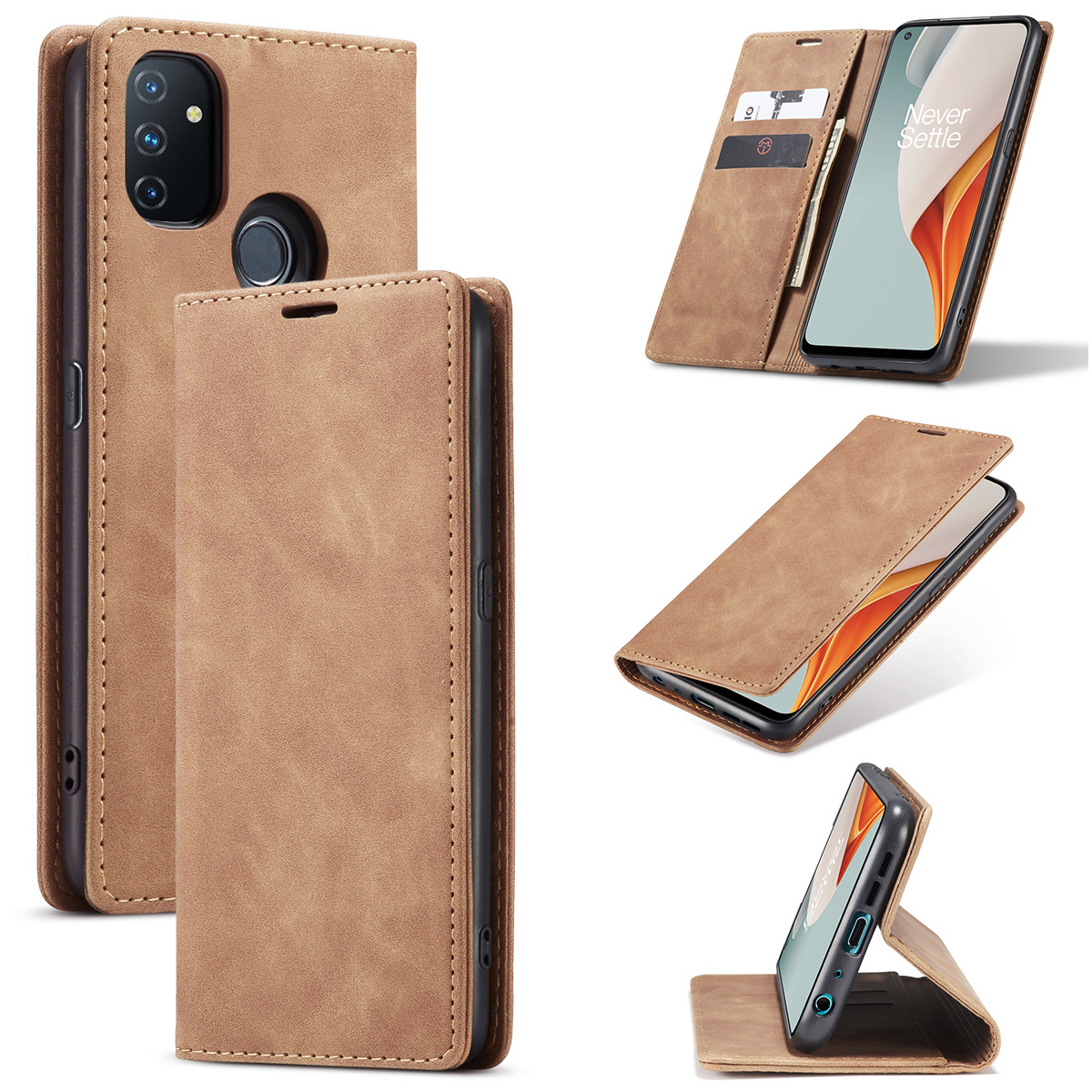 ProGuard OnePlus Nord N100 Wallet Hoesje Vintage Leder Beige - Afbeelding 4