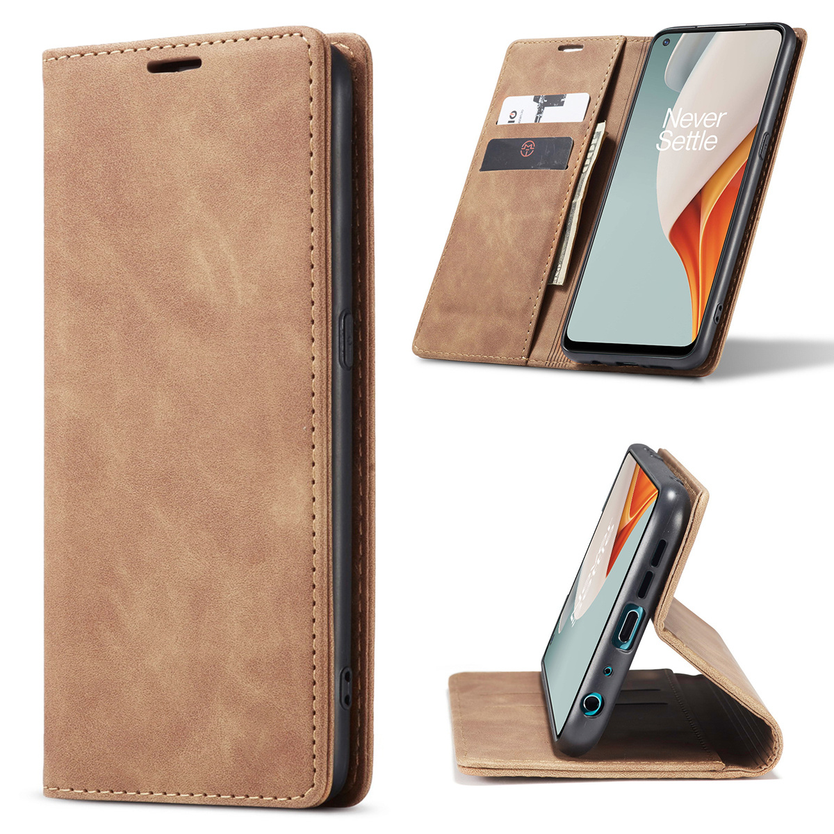ProGuard OnePlus Nord N100 Wallet Hoesje Vintage Leder Beige - Afbeelding 5