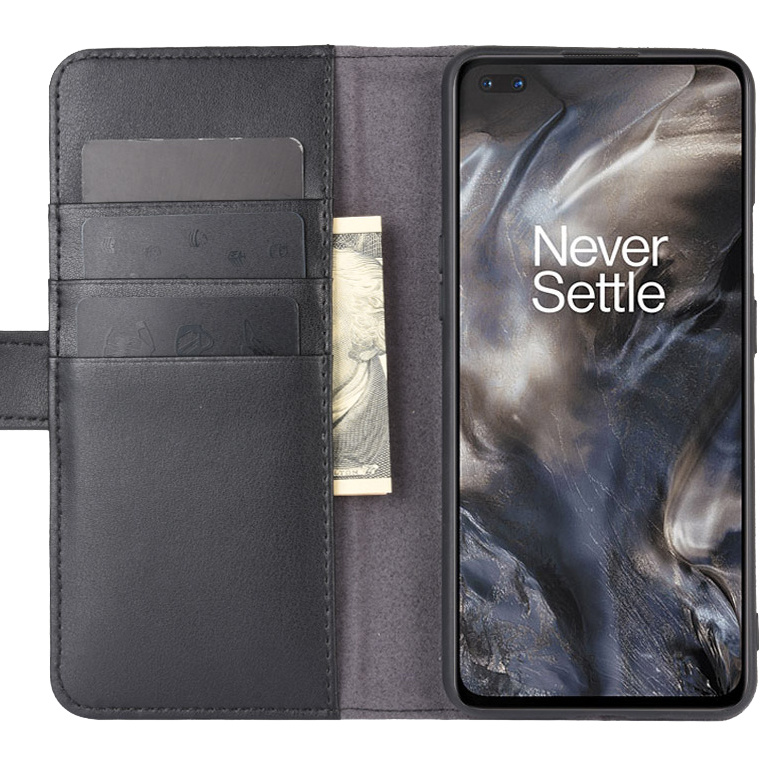 ProGuard OnePlus Nord Wallet Hoesje Echt Leder Zwart