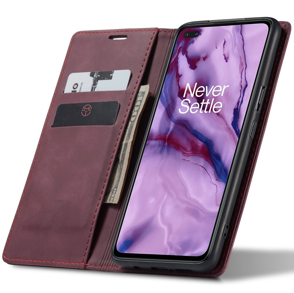 ProGuard OnePlus Nord Wallet Hoesje Vintage Leder Rood
