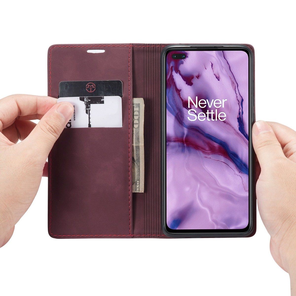 ProGuard OnePlus Nord Wallet Hoesje Vintage Leder Rood - Afbeelding 2