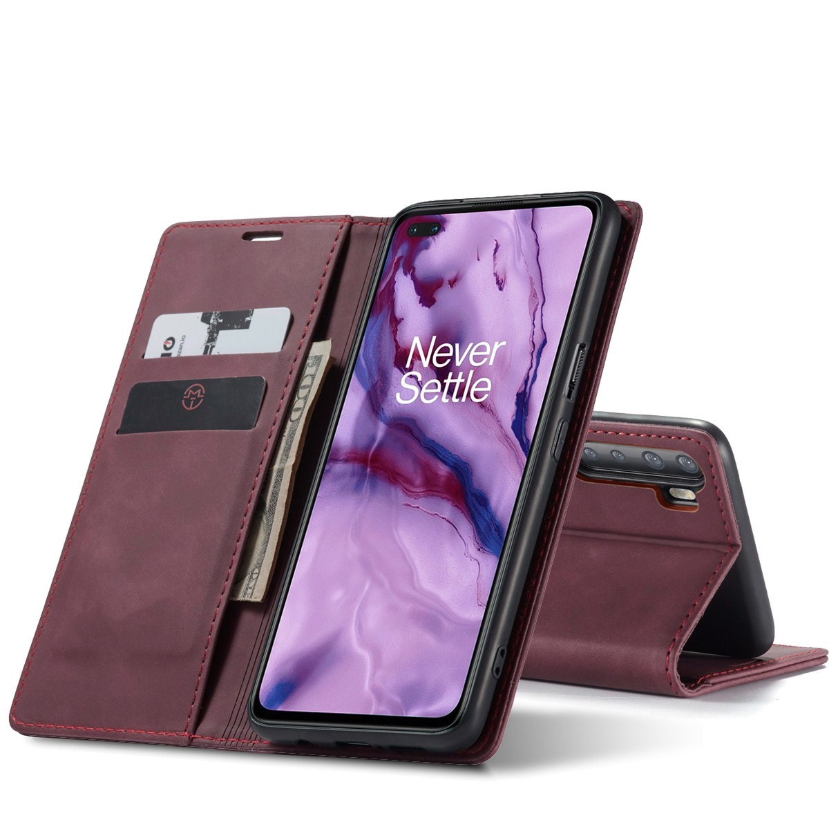 ProGuard OnePlus Nord Wallet Hoesje Vintage Leder Rood - Afbeelding 9