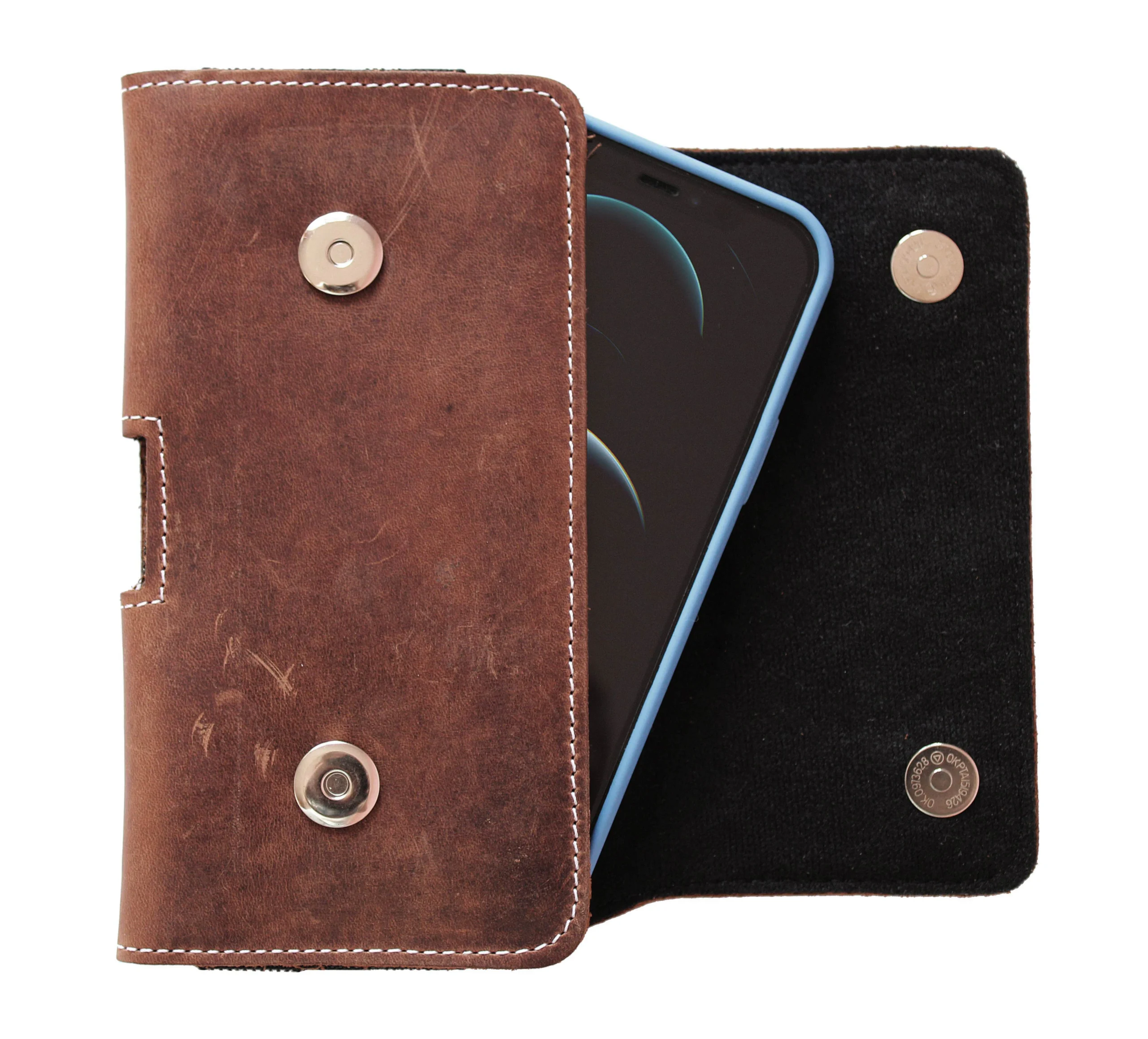 LURESKO SUNNE XL Lederen Smartphone Riem Houder Bruin Vintage Leder - Afbeelding 2