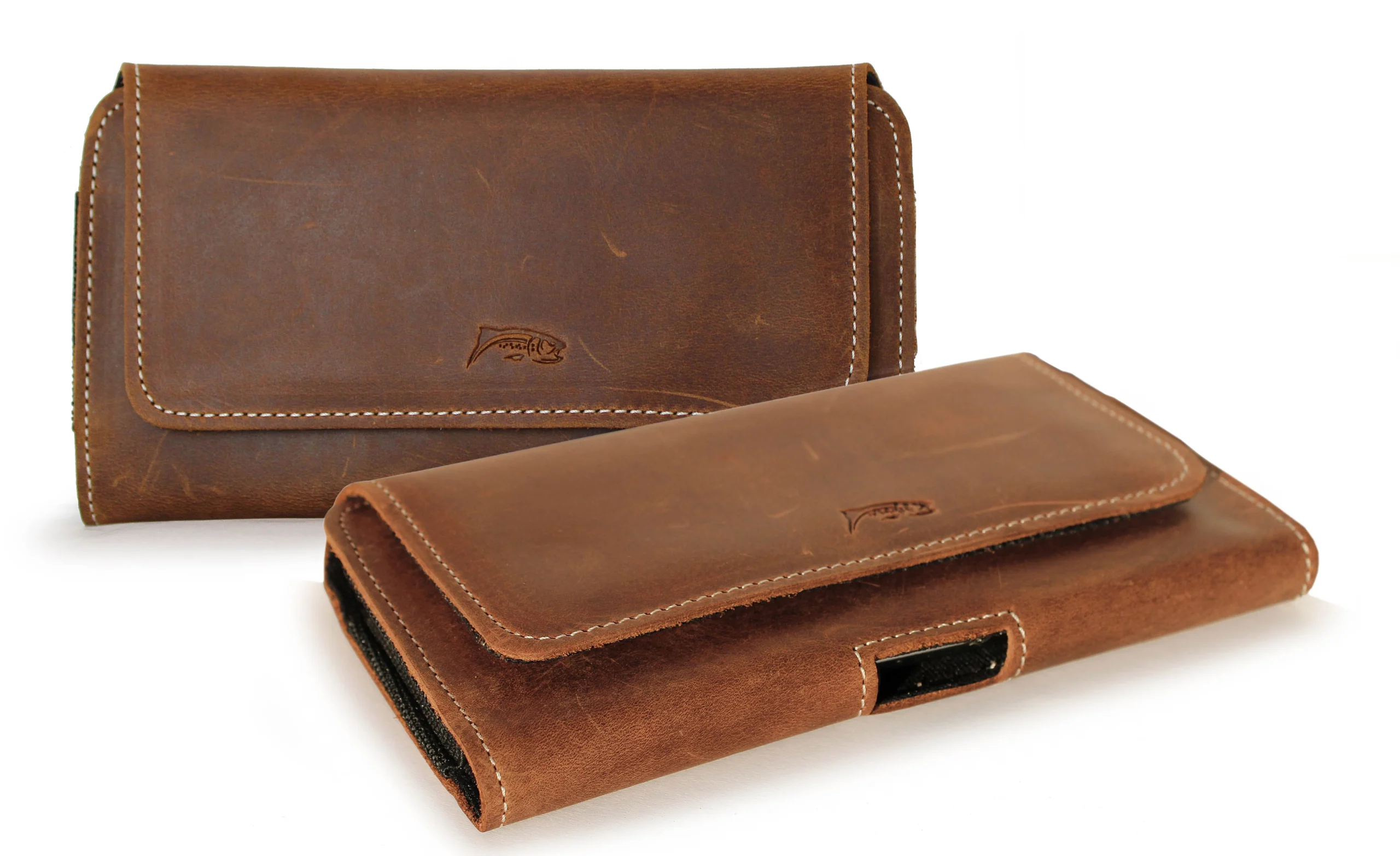 LURESKO FREYA XL Lederen Smartphone Riem Houder Bruin Vintage Leder