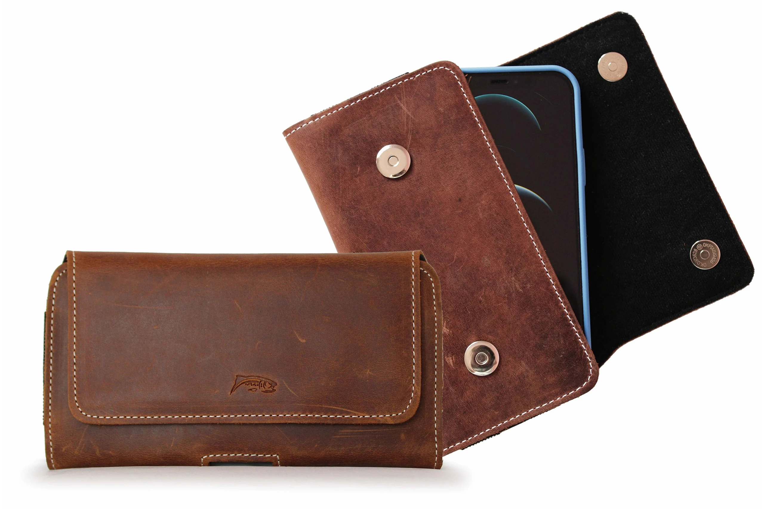 LURESKO SUNNE XL Lederen Smartphone Riem Houder Bruin Vintage Leder