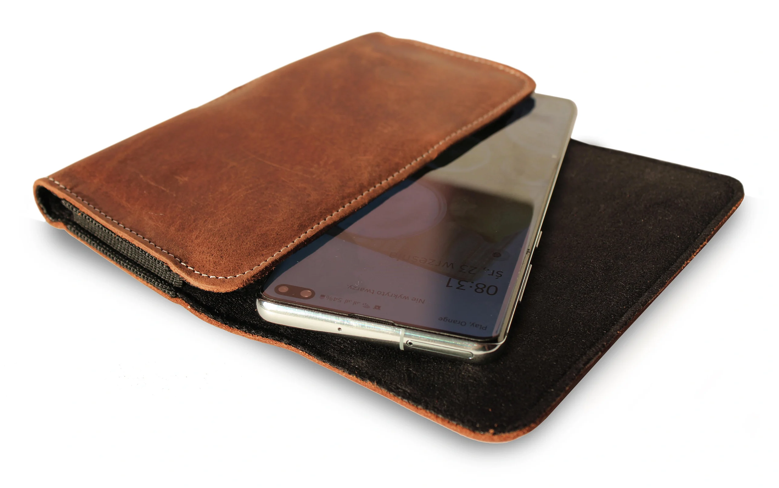 LURESKO FREYA XL Lederen Smartphone Riem Houder Bruin Vintage Leder - Afbeelding 5