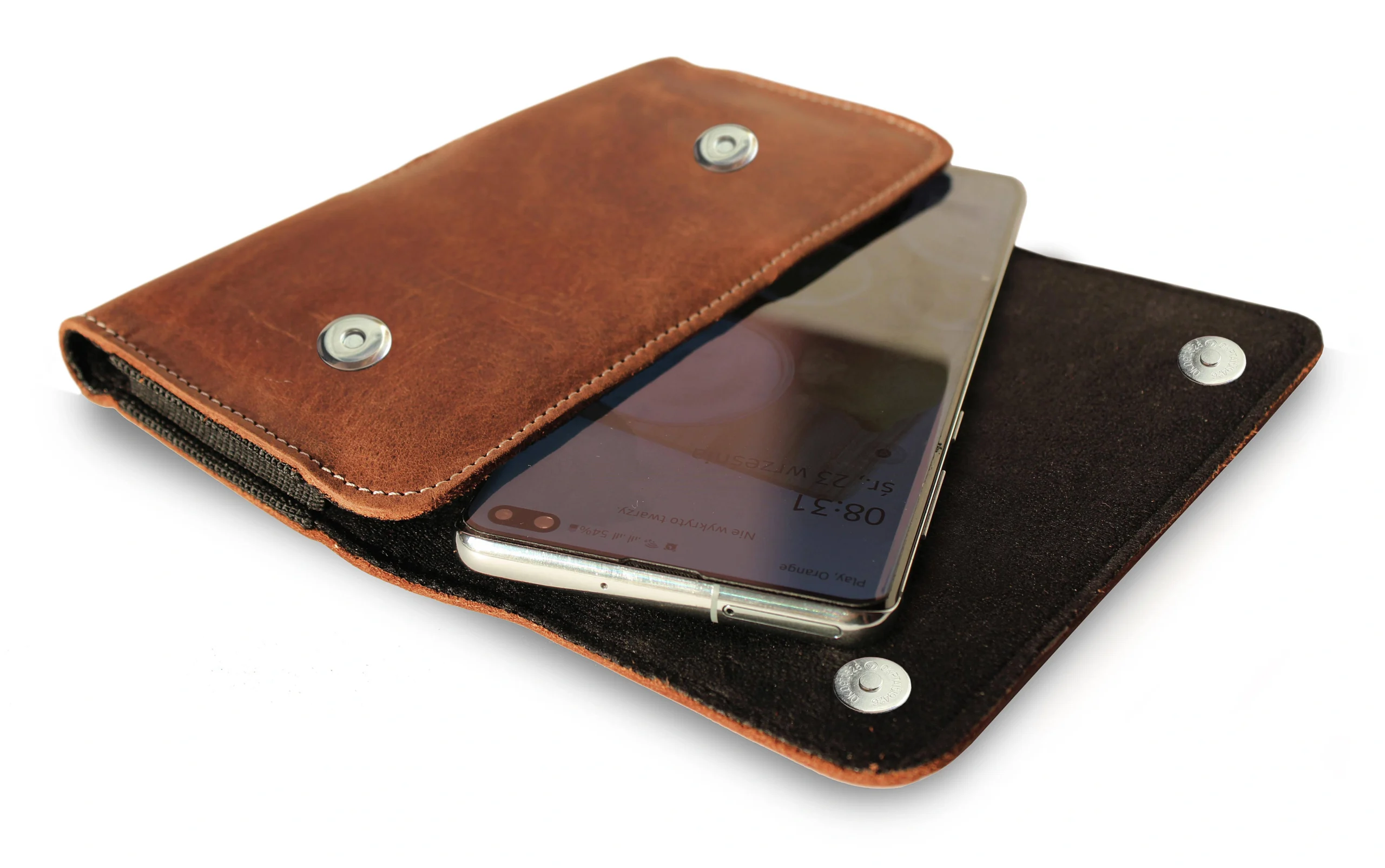 LURESKO SUNNE XL Lederen Smartphone Riem Houder Bruin Vintage Leder - Afbeelding 4