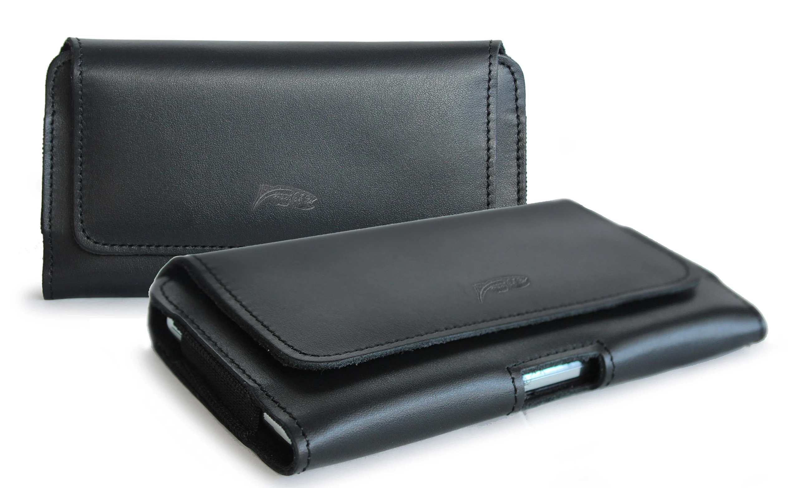 LURESKO FREYA XL Lederen Smartphone Riem Houder Glad Zwart Leder