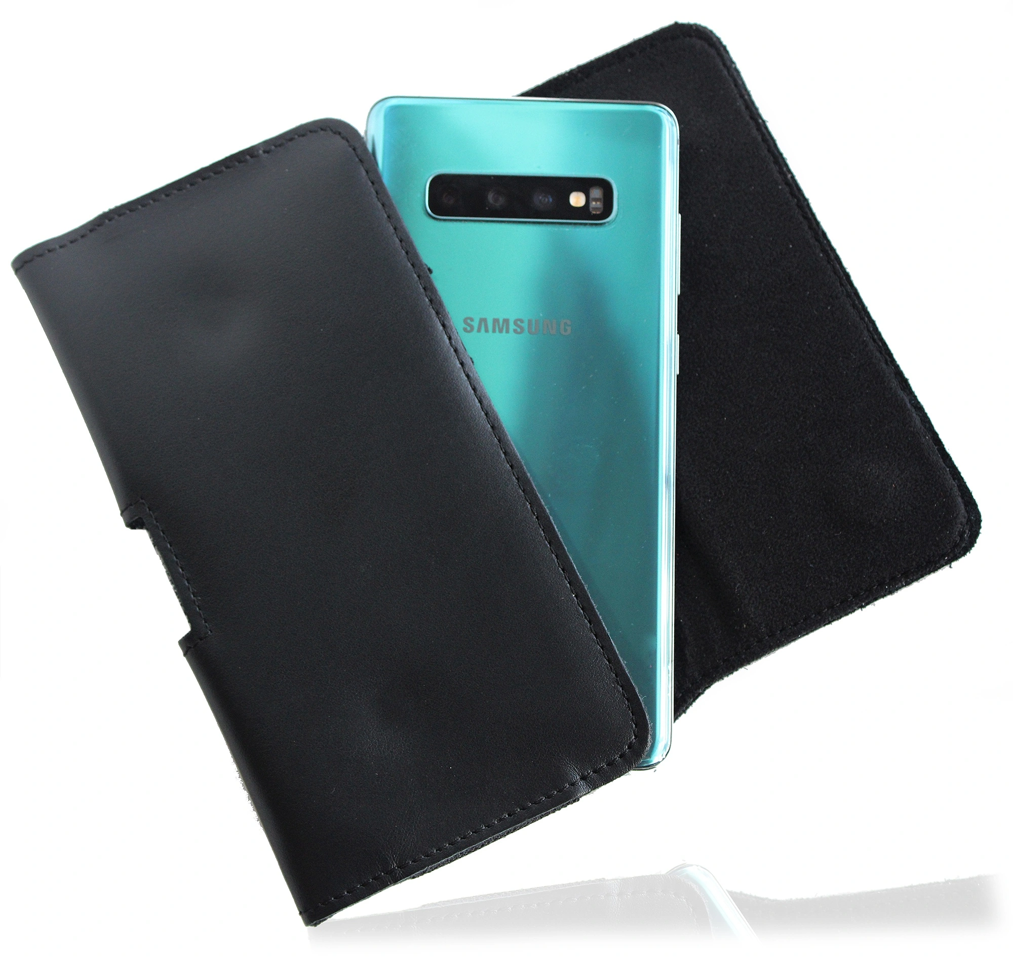 LURESKO FREYA XL Lederen Smartphone Riem Houder Glad Zwart Leder - Afbeelding 4