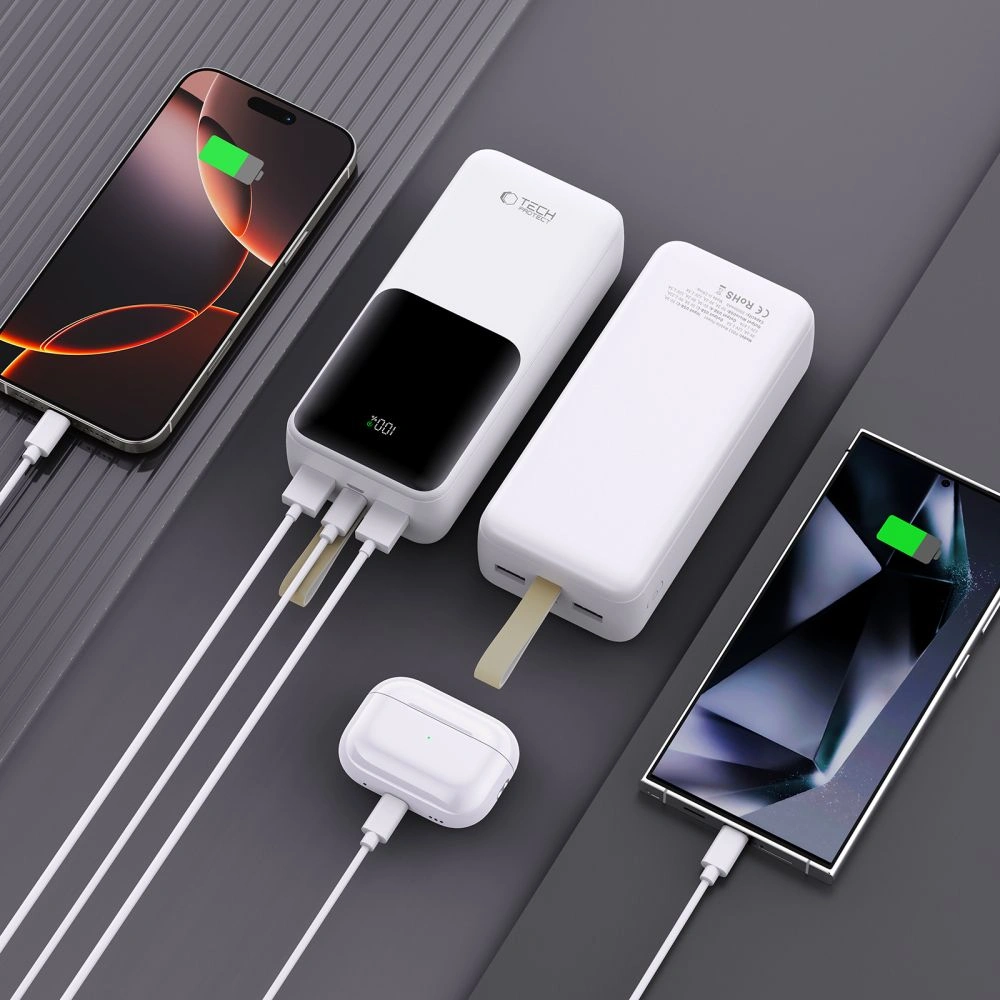 Tech-Protect PB03 Powerbank voor OnePlus 30000mAh 22.5W Wit - Afbeelding 6