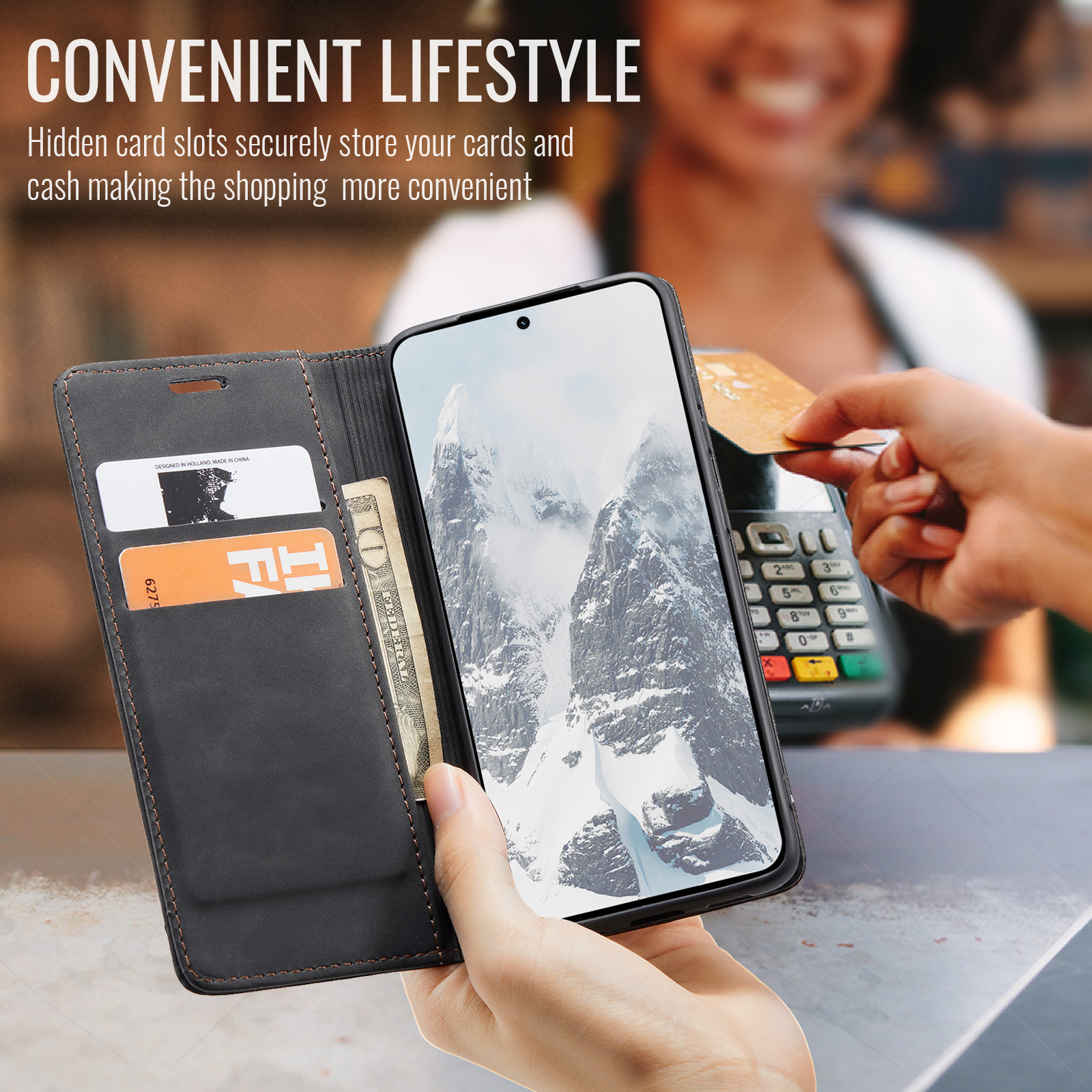 ProGuard OnePlus Nord CE5 Wallet Hoesje Vintage Zwart - Afbeelding 2