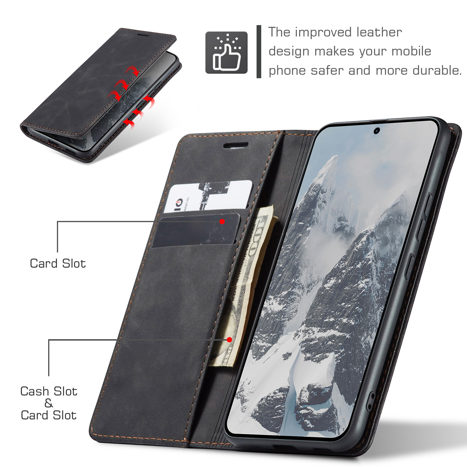 ProGuard OnePlus Nord CE5 Wallet Hoesje Vintage Zwart - Afbeelding 5