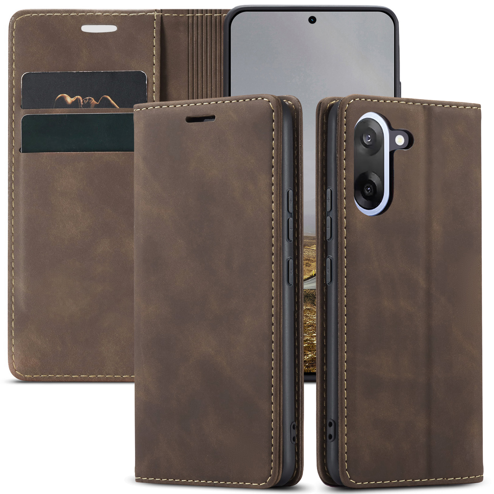 ProGuard OnePlus Nord CE5 Wallet Hoesje Vintage Bruin - Afbeelding 2