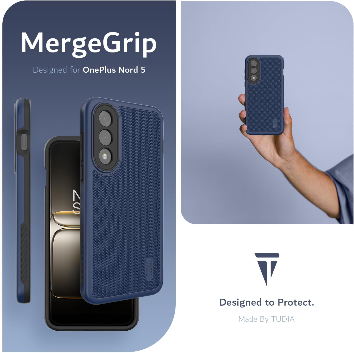 Tudia OnePlus Nord 5 hoesje Dual Layer MergeGrip Blauw - Afbeelding 3