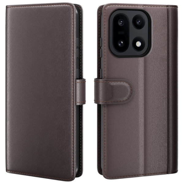 ProGuard OnePlus 15 Wallet Hoesje Echt Leder Bruin
