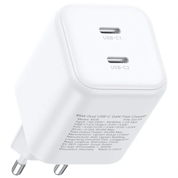 UGREEN Dual Charger 2x USB-C GaN 45W Wit