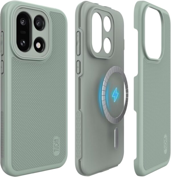 Tudia OnePlus 15 [MagSafe] Case MergeGrip Green Lily – Dual Layer