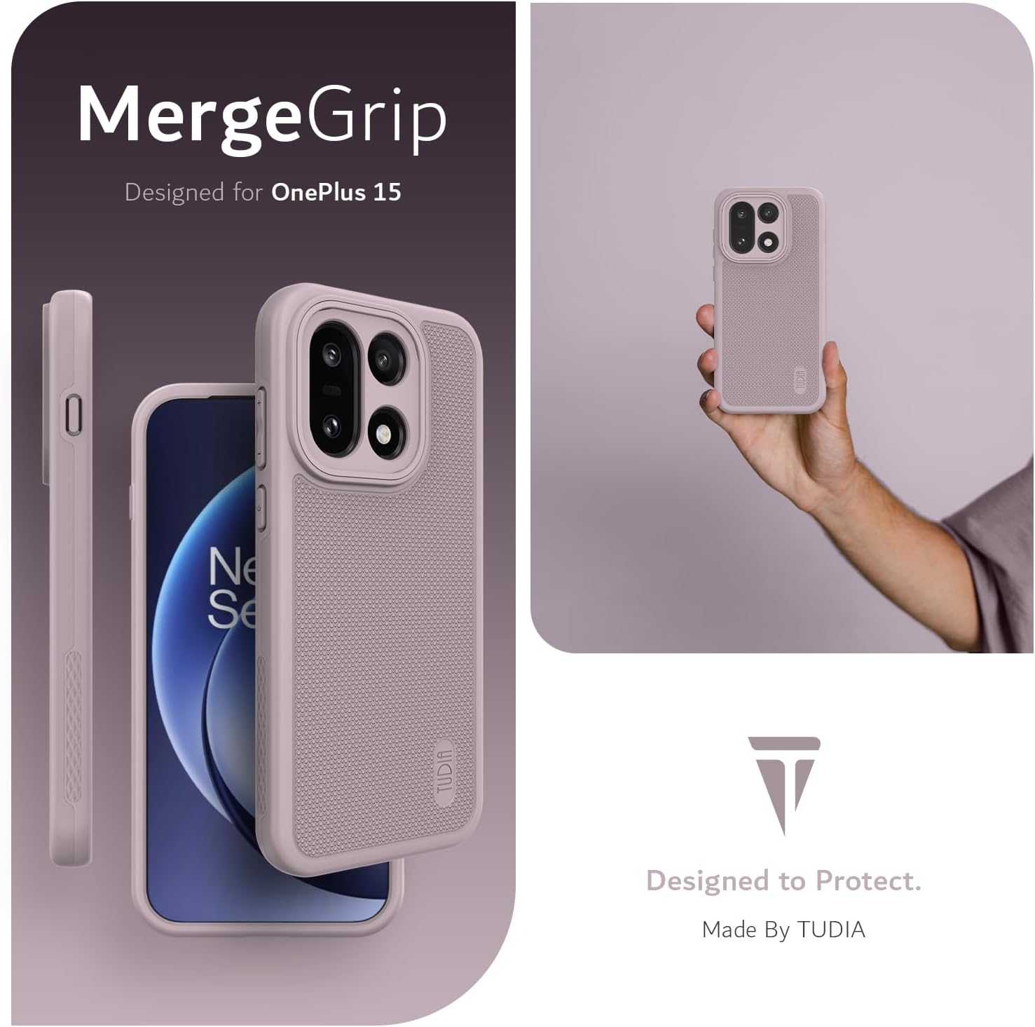 Tudia OnePlus 15 Case MergeGrip Purple - Dual Layer - Afbeelding 2